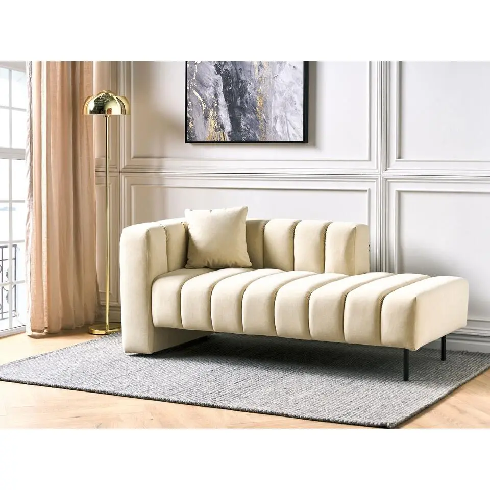 LANNILS - Chaise longue - Beige - Linkszijdig - Fluweel