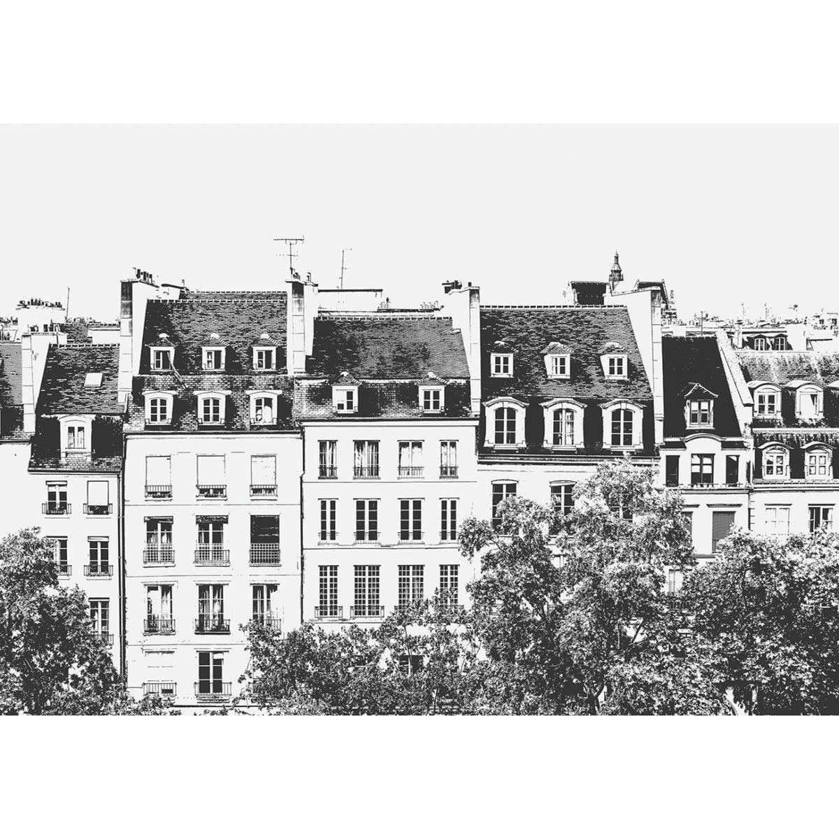 GRANDS BOULEVARDS - Papier peint panoramique en Papier Noir  384x270