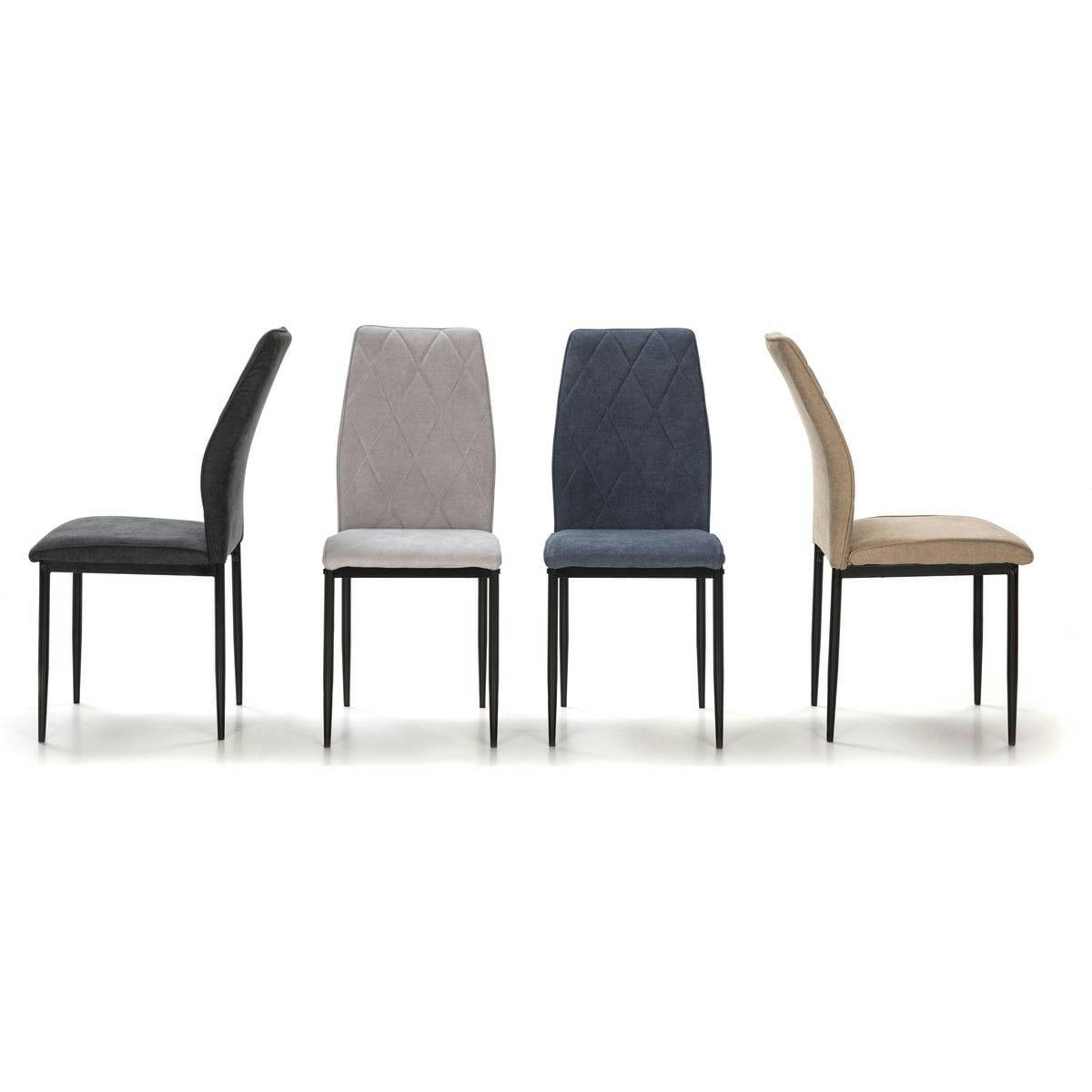 MALO - Lot de 4 chaises en tissu beu jean