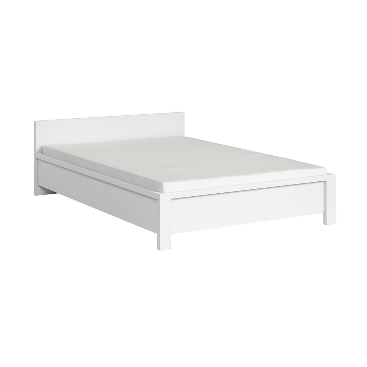 - Lit 140x200 tête de lit bas blanc