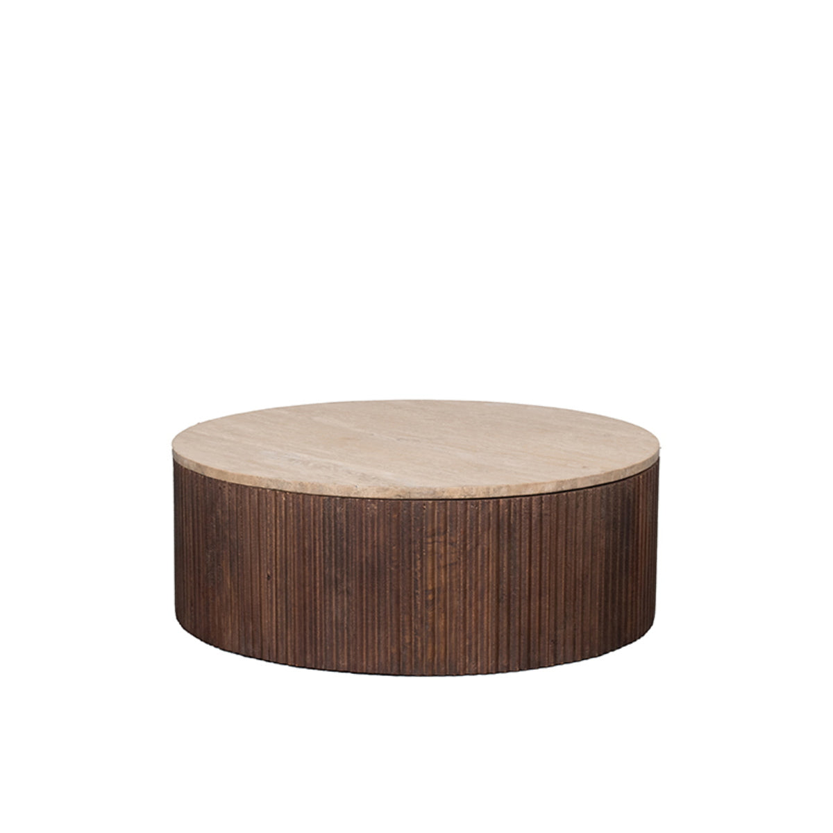 LABEL51 Salontafel Ribble - Travertin Hout - 70x70x25cm