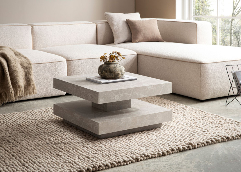 Stolik Kawowy 60x60x34 cm z Półką Nowoczesny Design MDF do Salonu