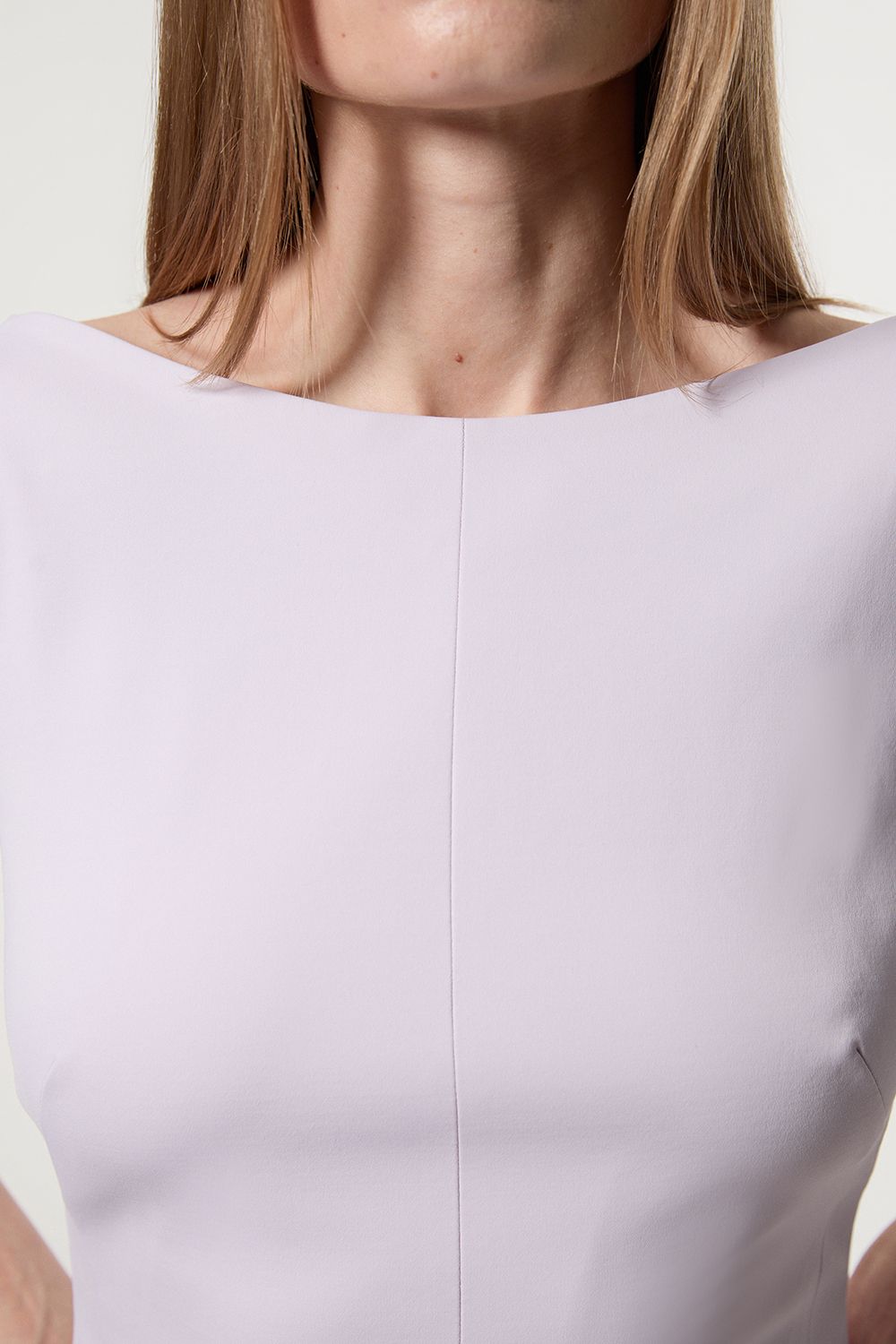 KarenMillen Digital Ophelia Polished Tailored Open Back Hem Detail Mini Dress