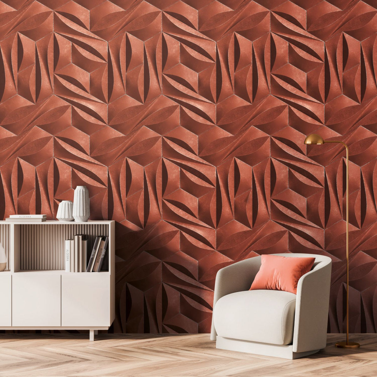 Livingwalls fotobehang 3D-motief rood en wit - 159 x 280 cm - AS-391793