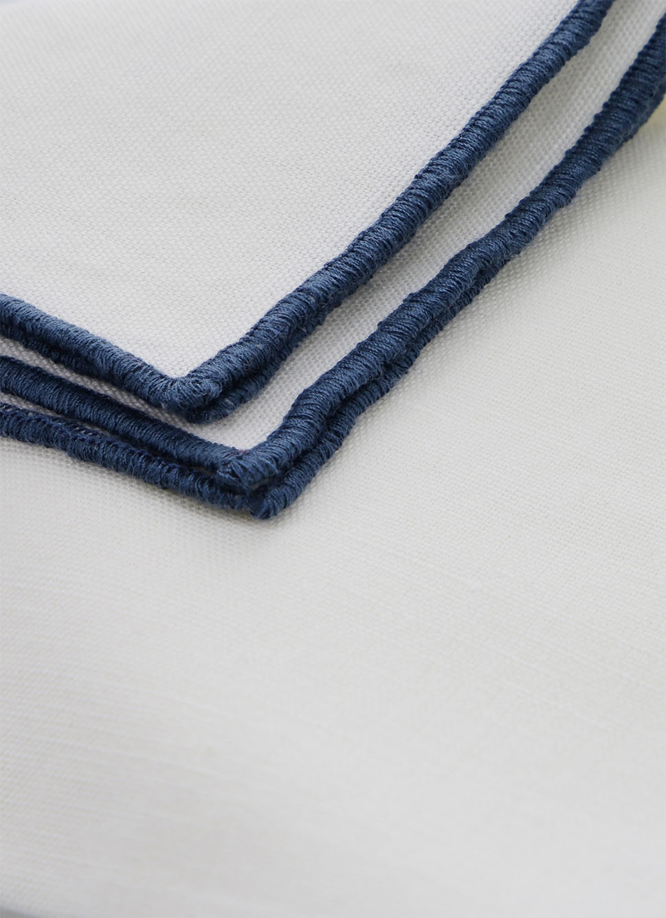 SERVIETTE DE TABLE EN COTON ET LIN BOURDON COLORÉ LAIT/BLEU