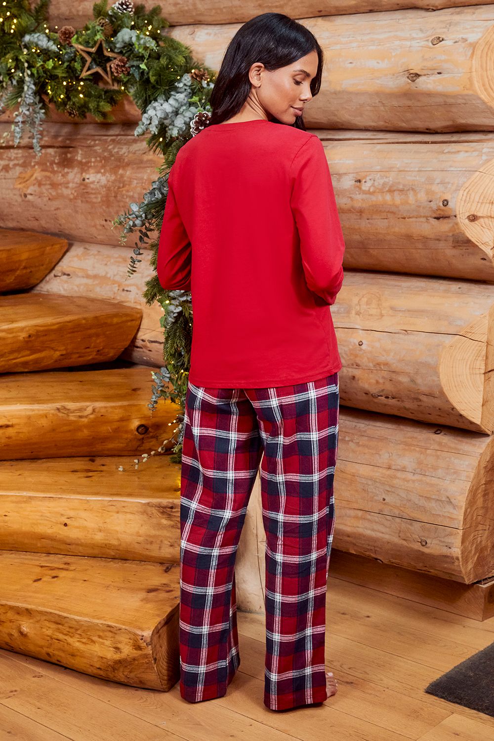 Threadbare Season' Cotton Check Long Sleeve Christmas Pyjama Set