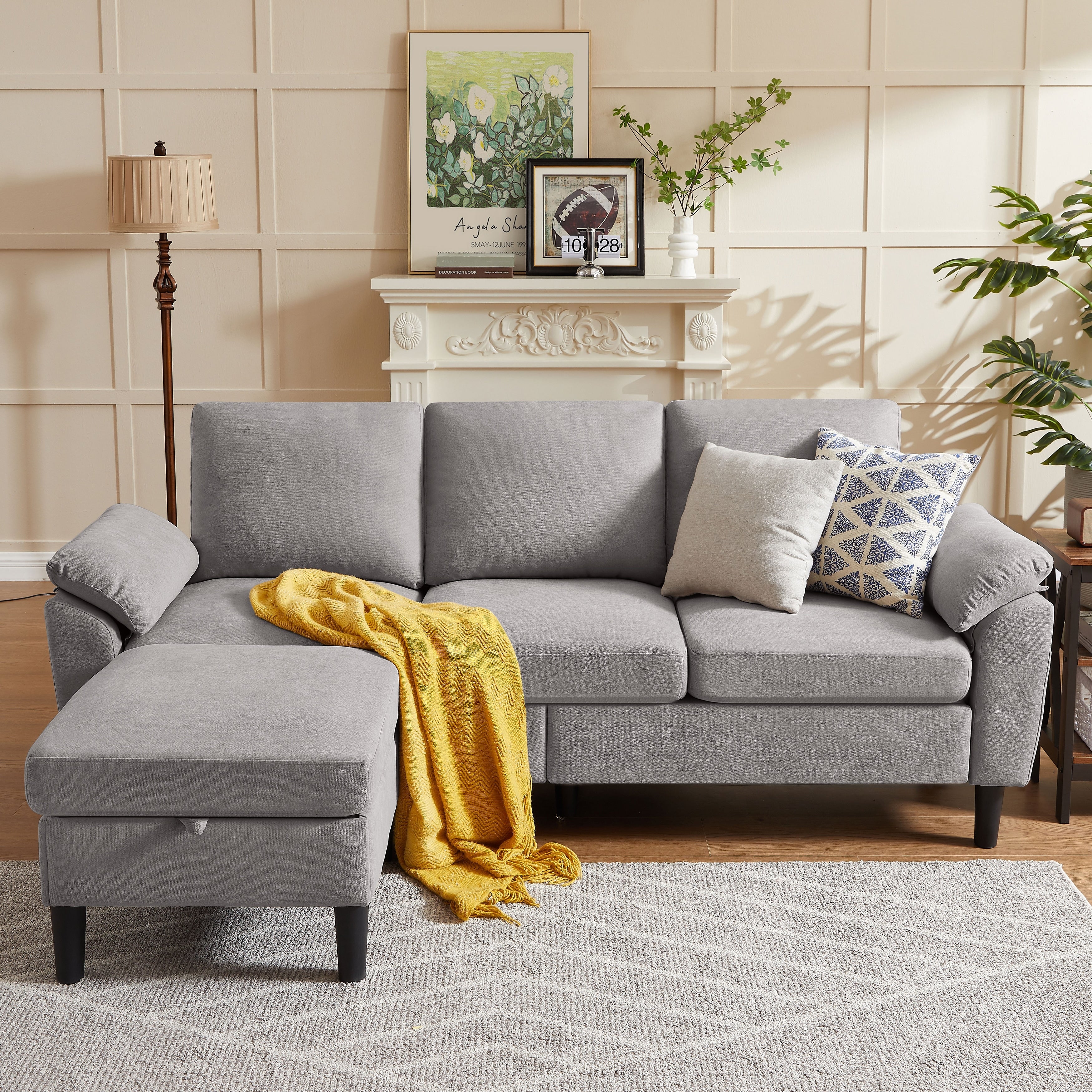 Jarenie 79.72 L Shaped Sofa with Storage Ottoman for Living Room