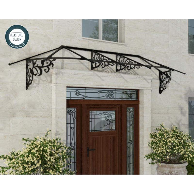 Marquise de porte Lily noire 319 x 88 cm CANOPIA