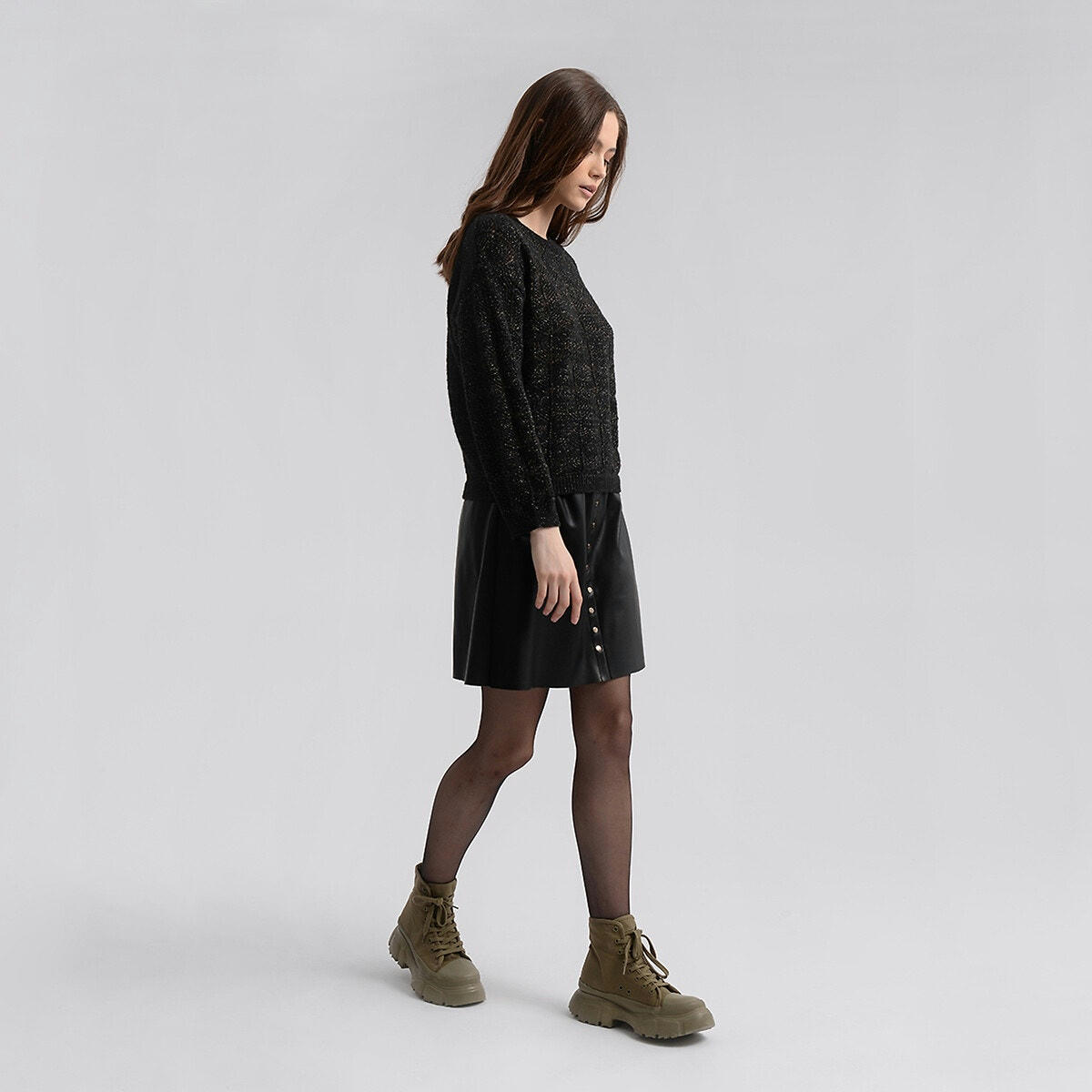 Pull col rond maille pointelle