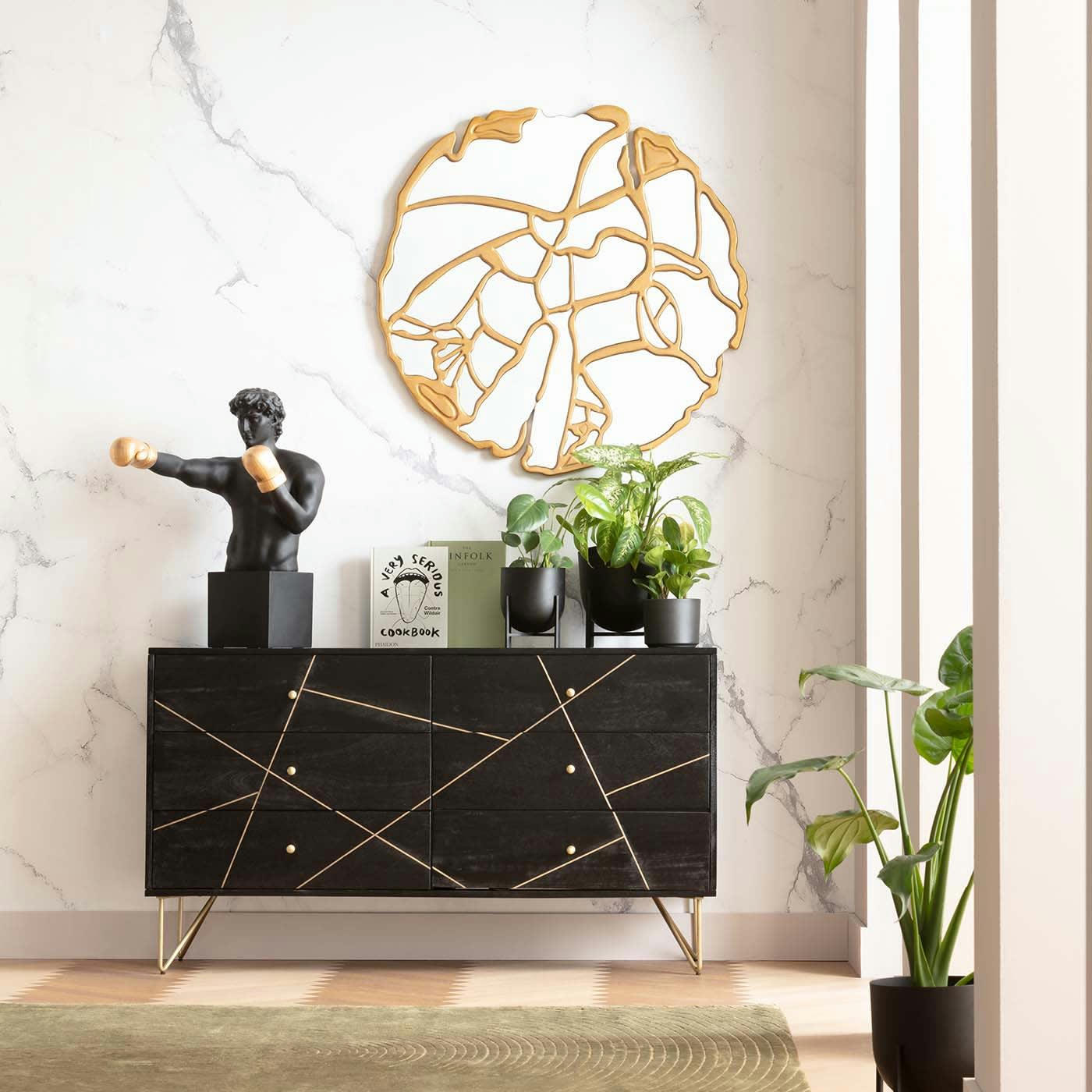 PIECES - Miroir forme organique doré D100