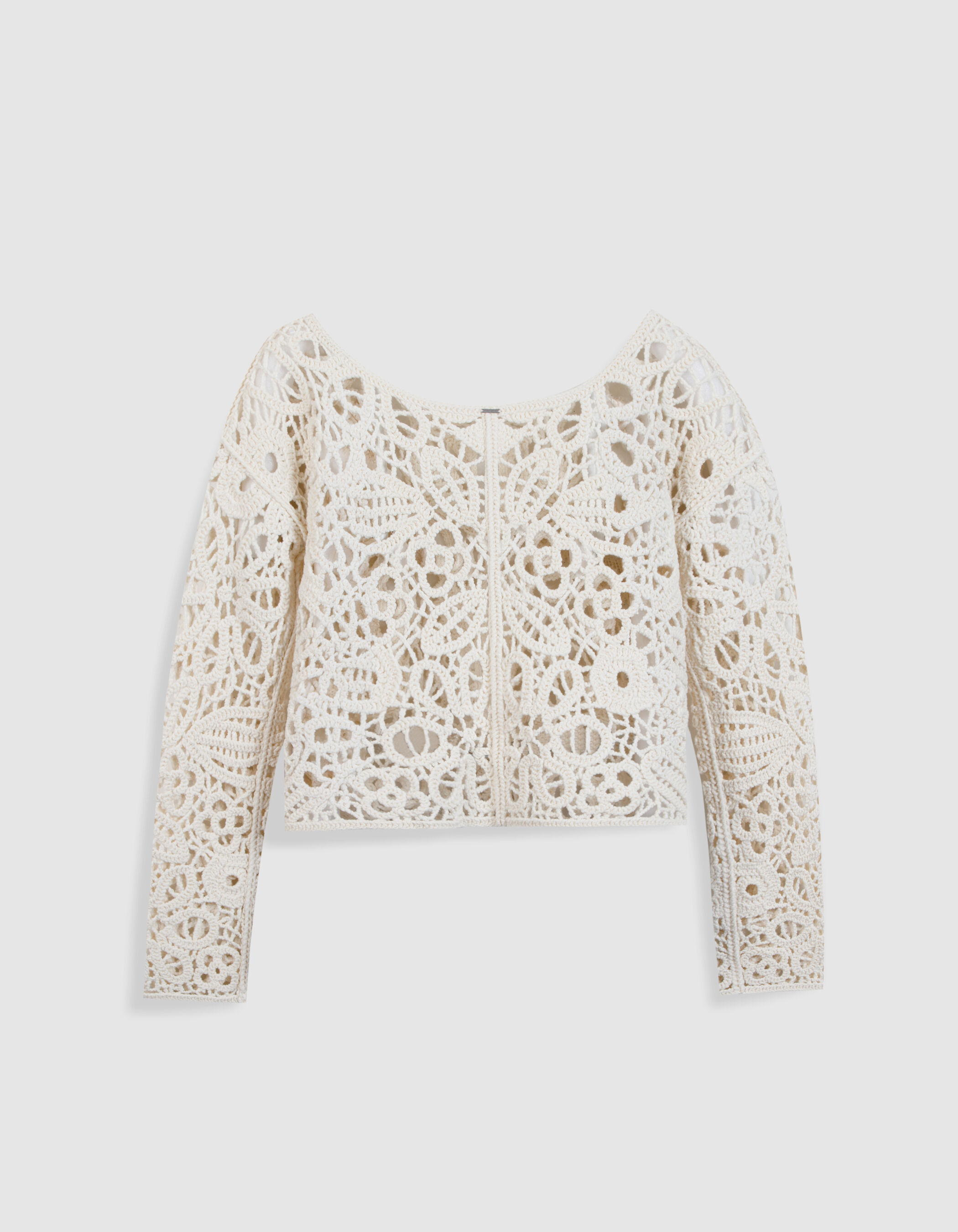 Cardigan court bleu marine crochet ajouré Femme