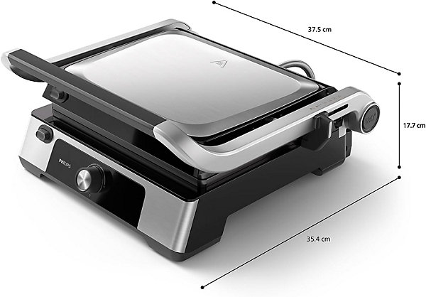 Grill électrique Philips Noir 2000W Ouverture 180