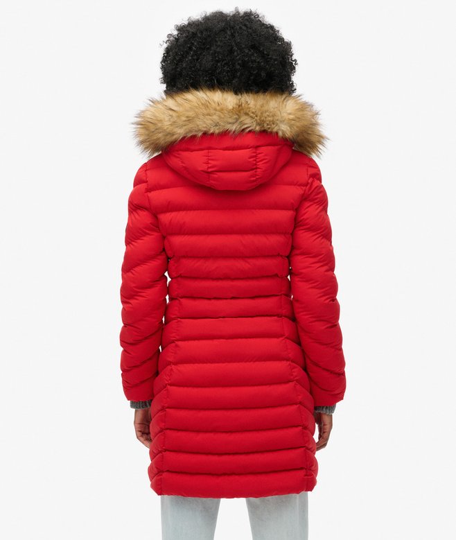 Fuji Faux Fur Hood Mid Length Puffer Coat