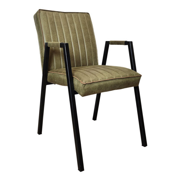 StarFurn Eetkamerstoel Tivoli - Groen - Incl. Armleuning - 52x65x88cm - Set van 2