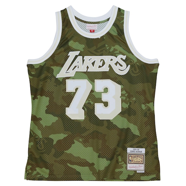 Dennis Rodman Los Angeles Lakers Hardwood Classics 1998/99 Ghost Green Swingman Jersey - Camo