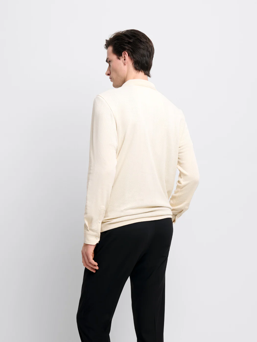 Polo manches longues col ouvert en coton