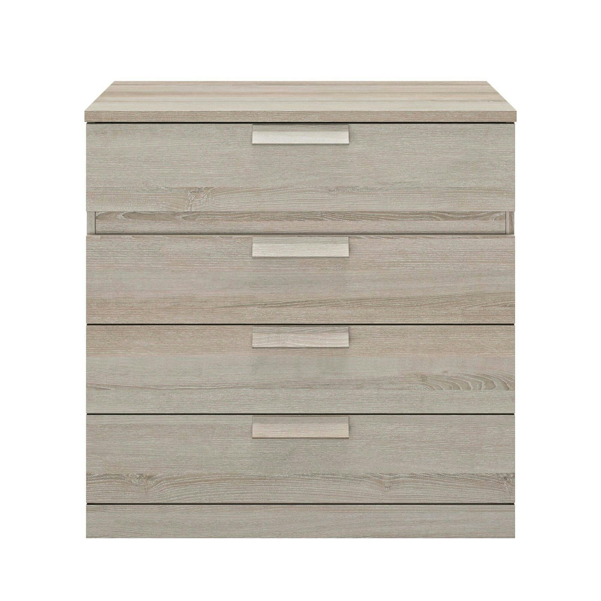 GAIA - Commode 4 tiroirs effet bois gris