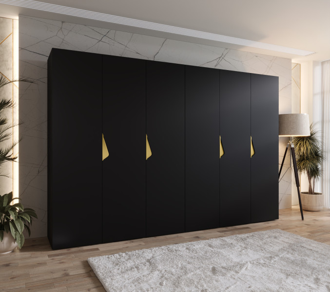 Szafa uchylna SANDI 1 300 (2X150) wys 202 cm Czarny   u Złoty