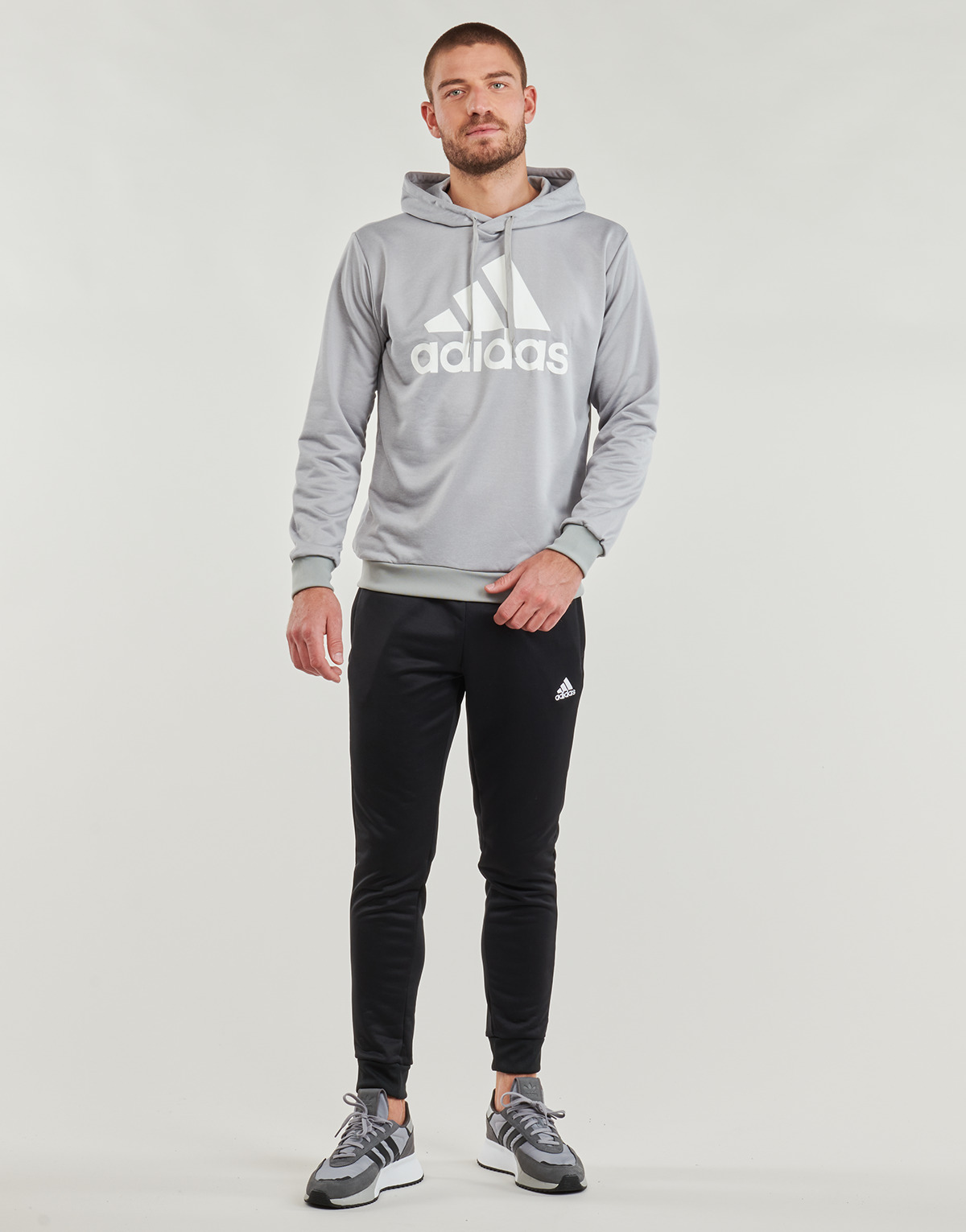 adidas - Sportswear French Terry Hooded Track Suit - Grey / Black / White