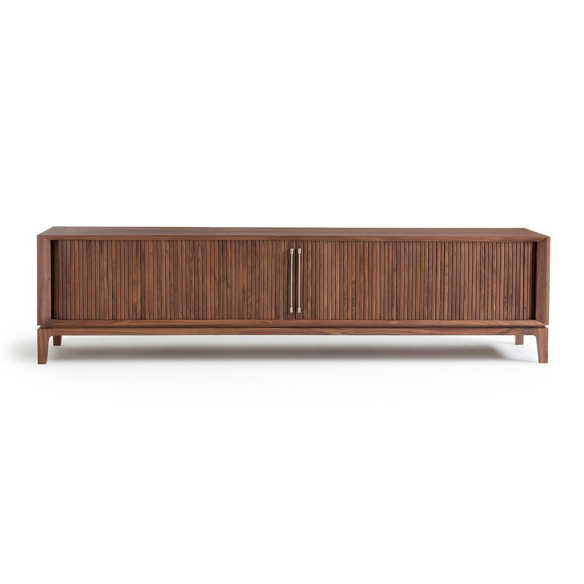 Meuble TV enfilade noyer et cuir, Liamca