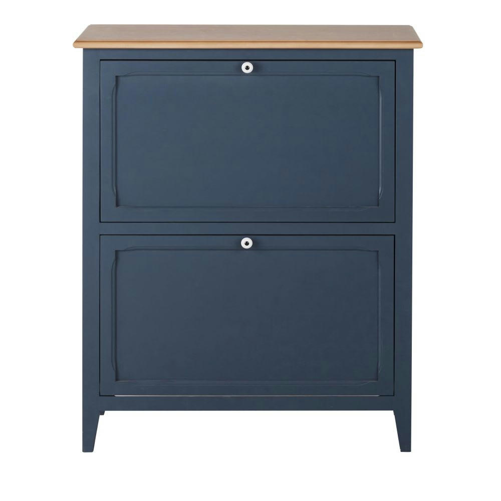 Antwerp - Meuble à chaussures 2 trappes bleu gris