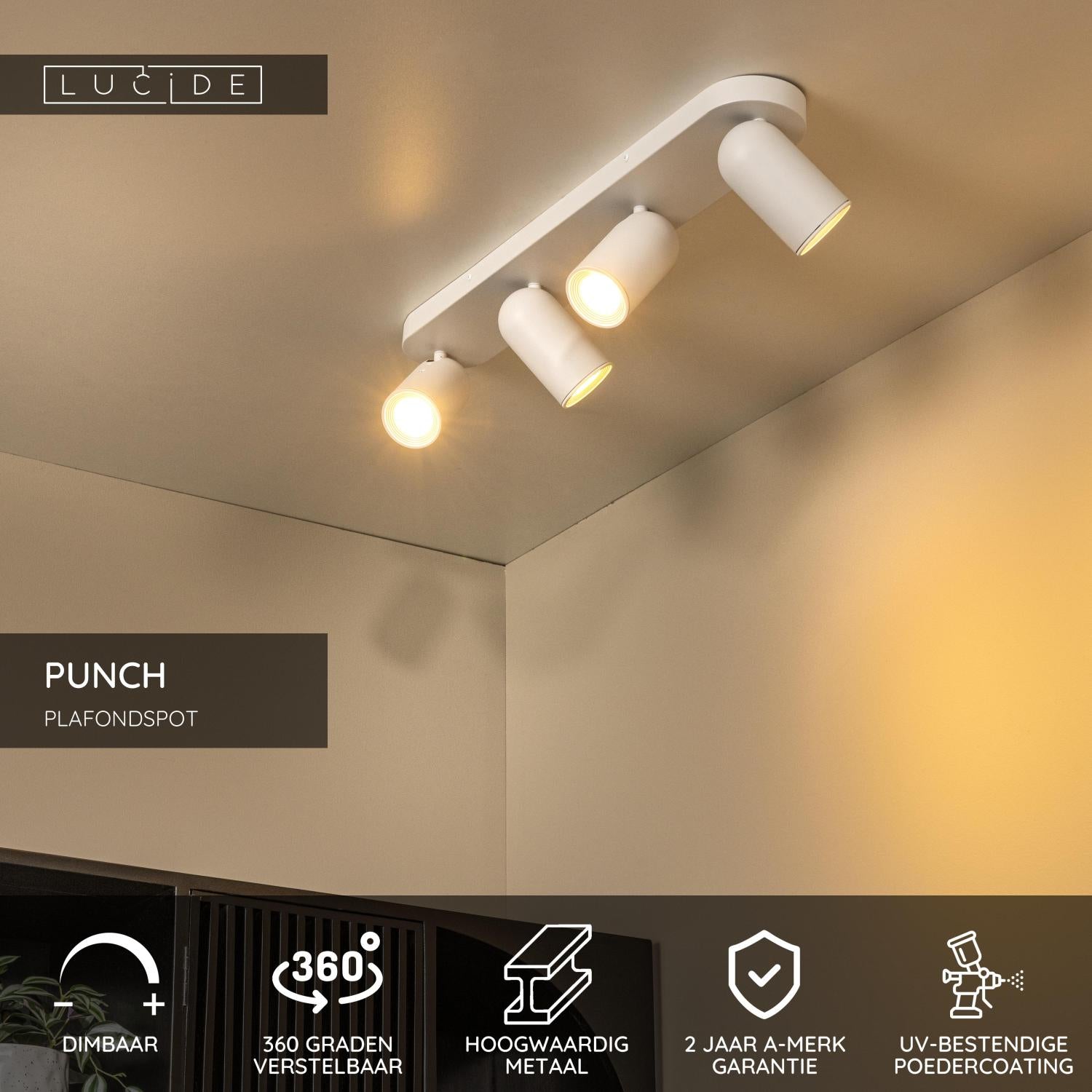 Lucide PUNCH Plafondspot - Wit