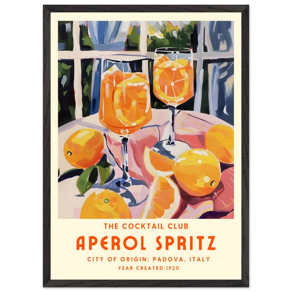 Artfulprints Poster met Lijst Aperol Spritz - The cocktail club II  - 50x70 cm - Oranje