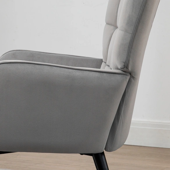 Sessel, mit Hocker, hellgrau