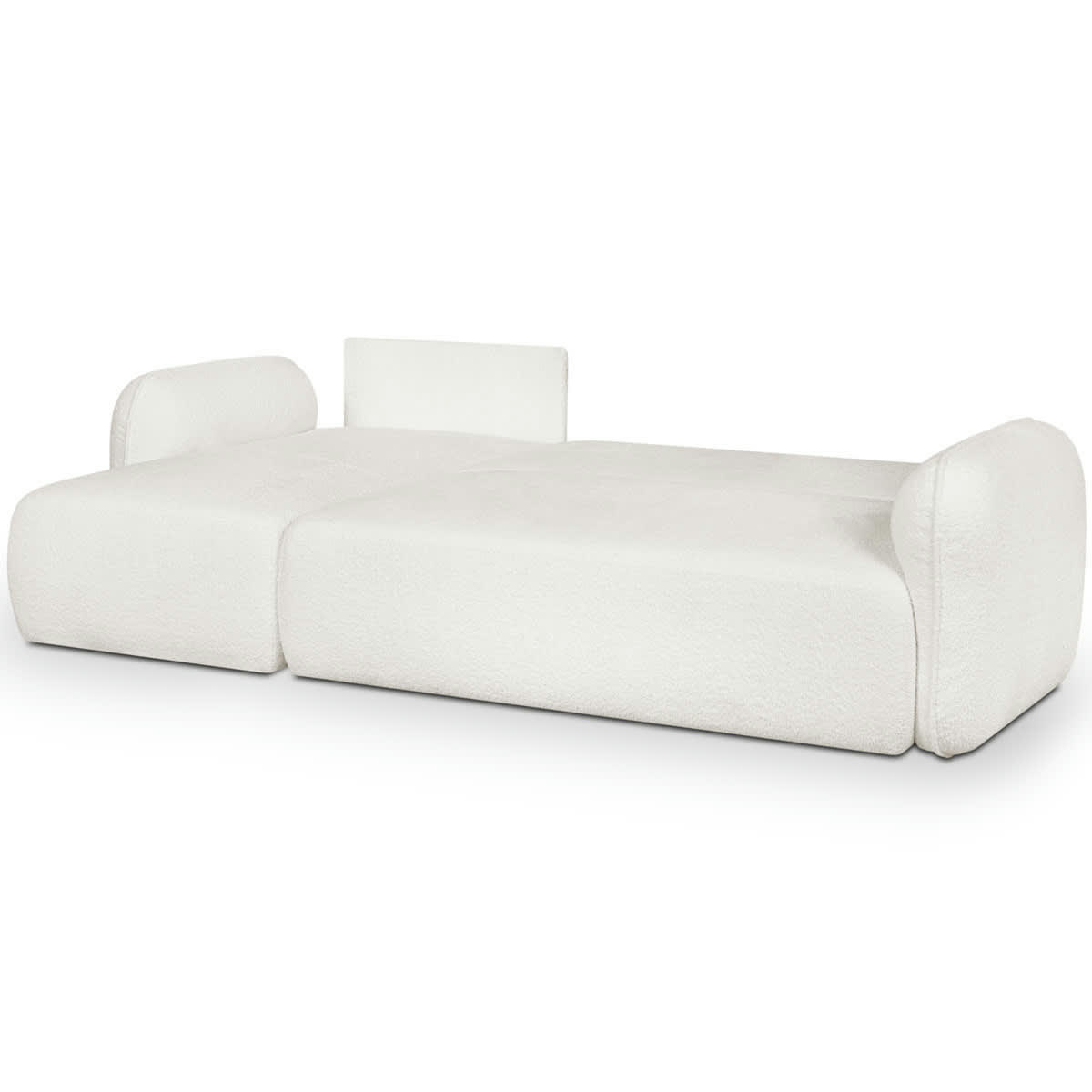 COZY - Canapé d'angle réversible convertible 5 places +coffre, bouclette écru