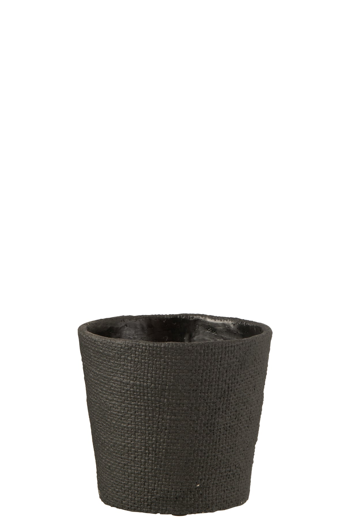 J-Line bloempot Bar - cement - zwart - medium - 2 stuks - Ø 16.5 cm