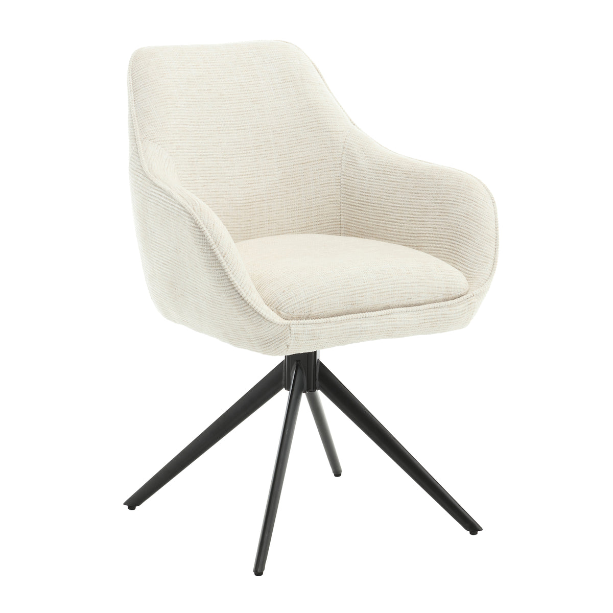 Livingfurn eetkamerstoel Thomas Sand - wit - stof - set van 2