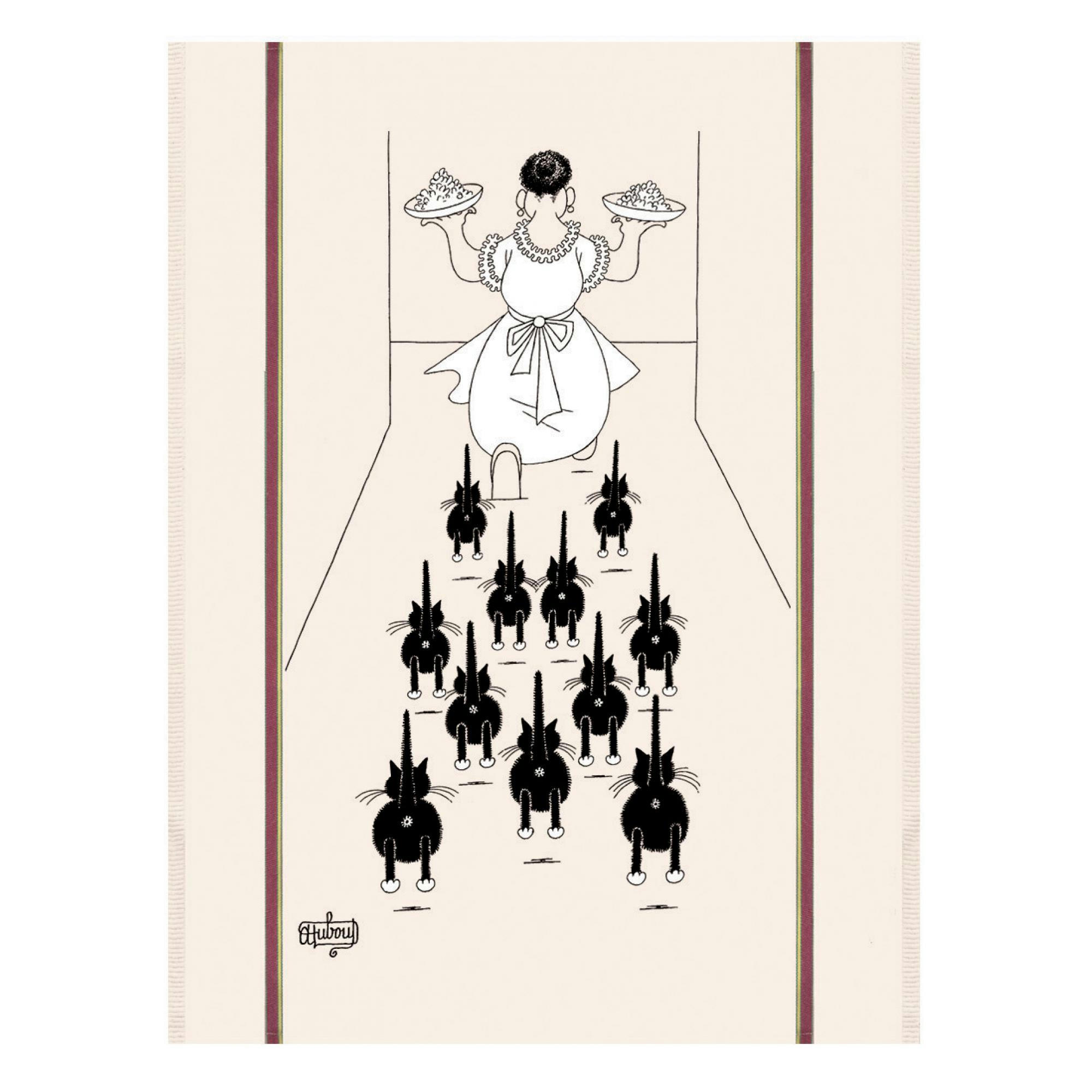 DUBOUT - Grand torchon  a table en coton ecru 60 x 80