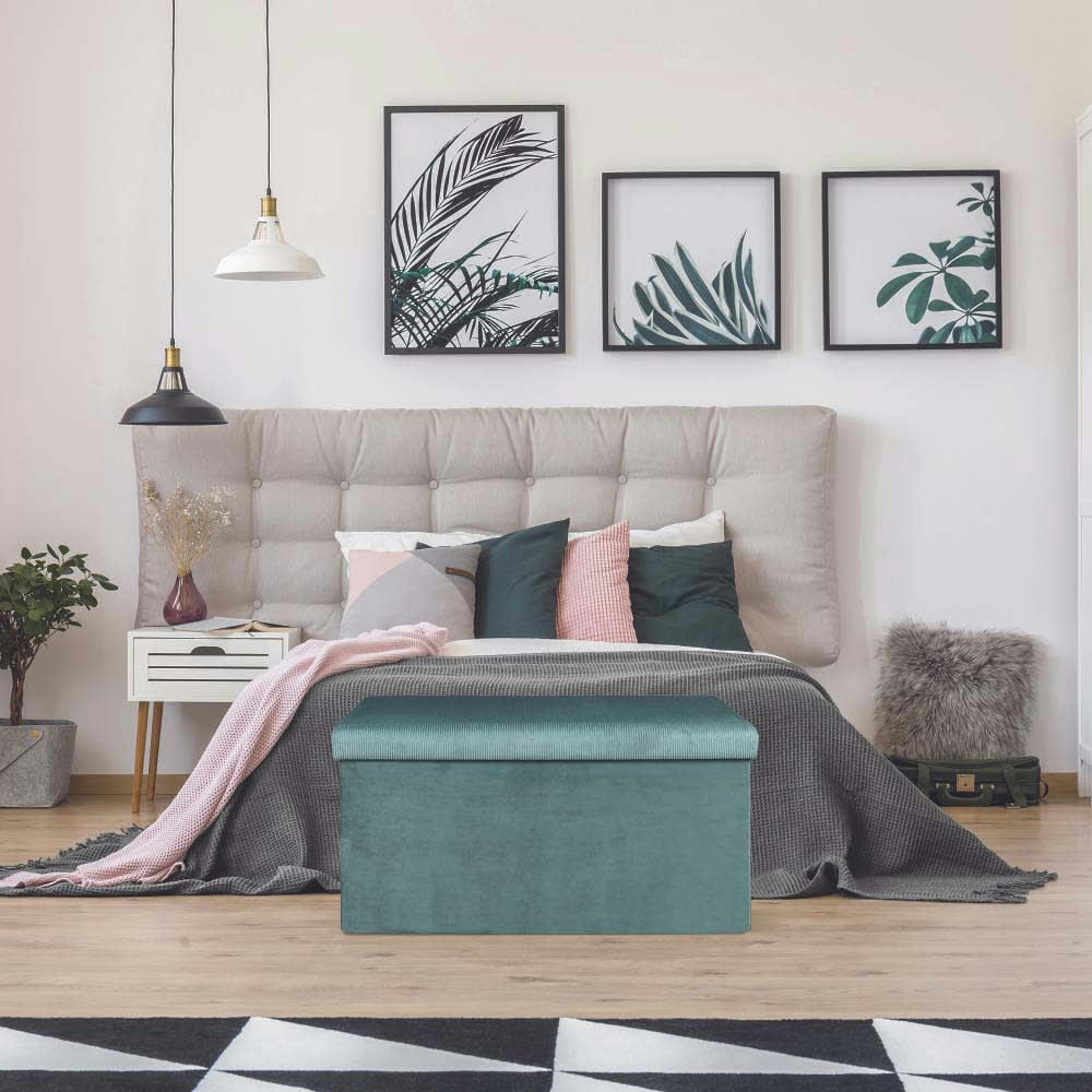 GIULIA - Banc coffre de rangement bleu cadet