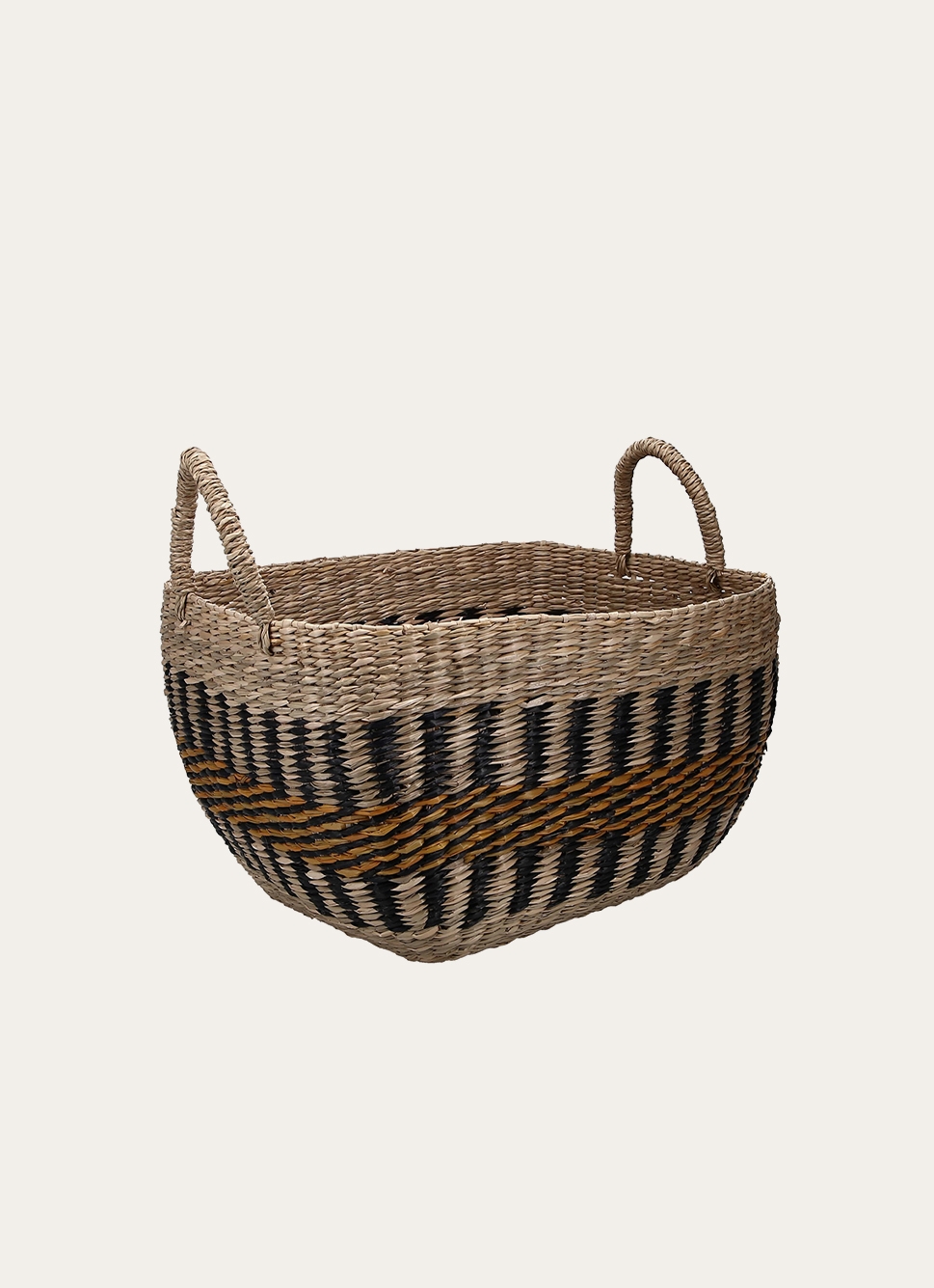 PETIT PANIER TRESSÉ AVEC ANSES NATUREL/NOIR/JAUNE