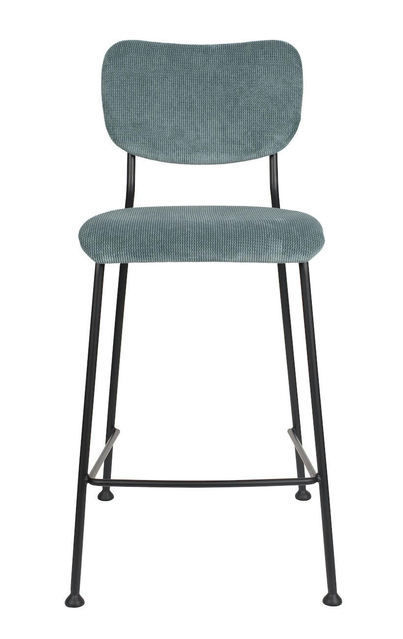 BENSON - Tabouret de comptoir en tissu bleu