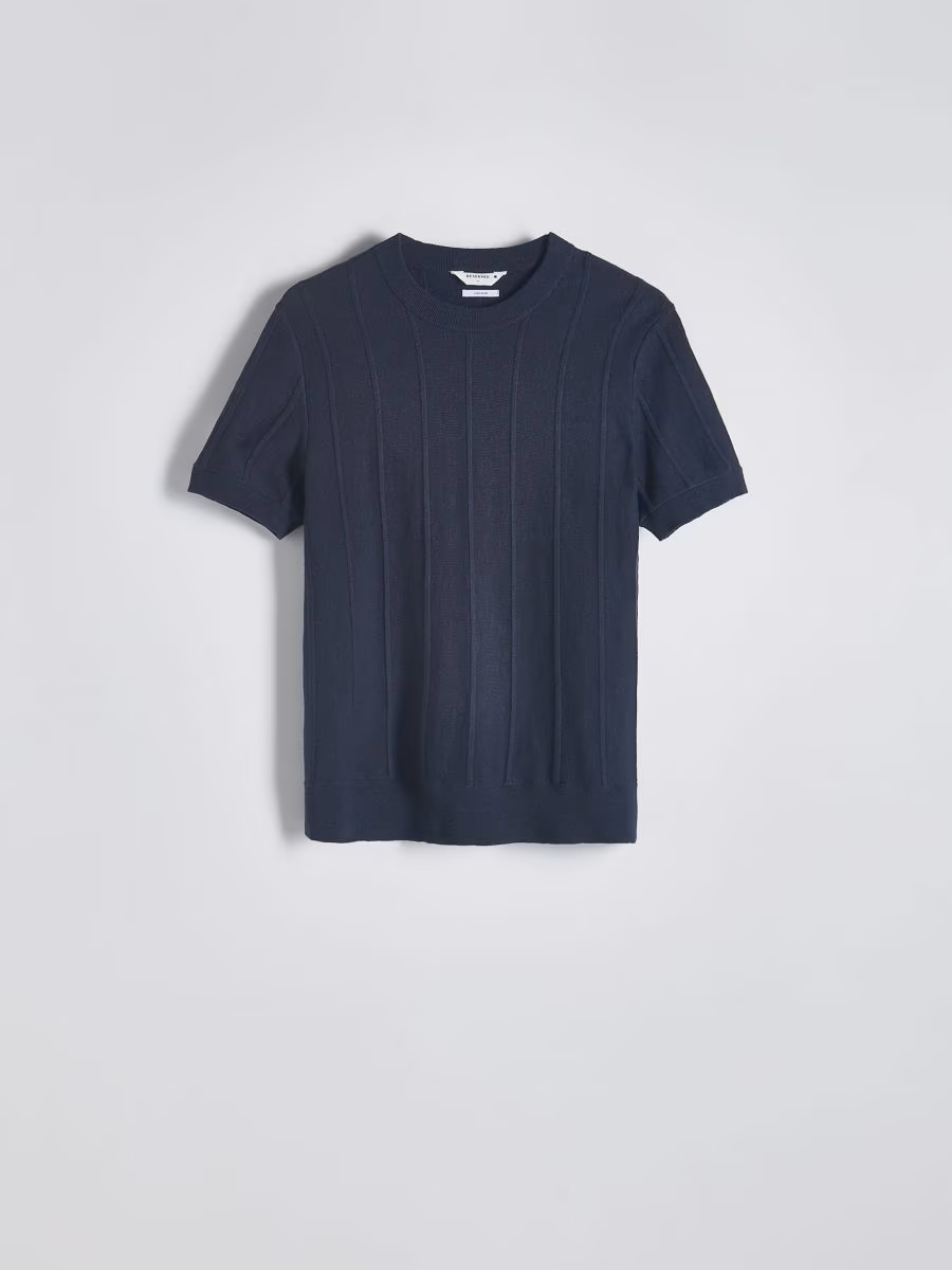 Short Sleeve Jumper With Linen Blend