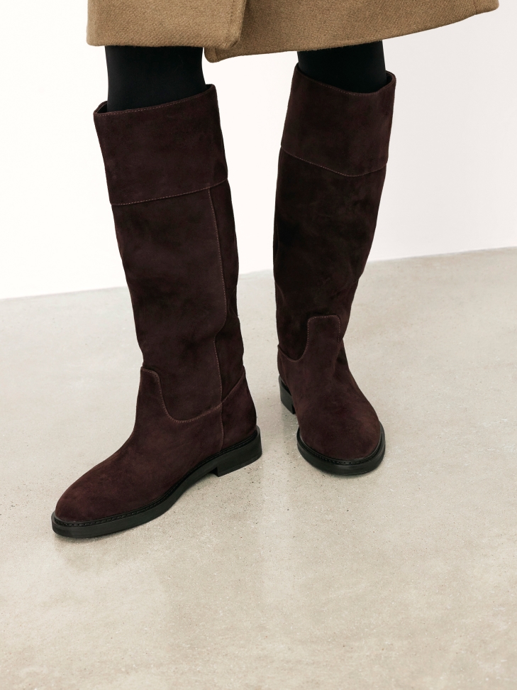 Brown suede boots