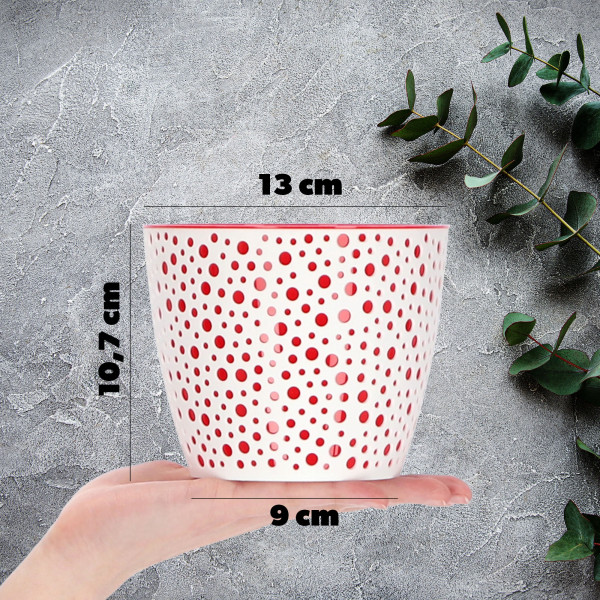 Doniczka Osłonka Okrągła Na Kwiaty Czerwona 13cm