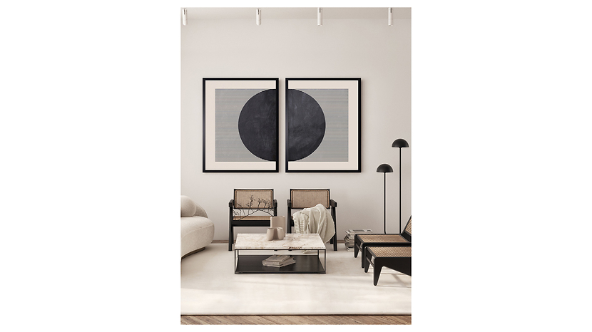 Obraz w ramie Half Circle White Line No. 1 53x73 cm