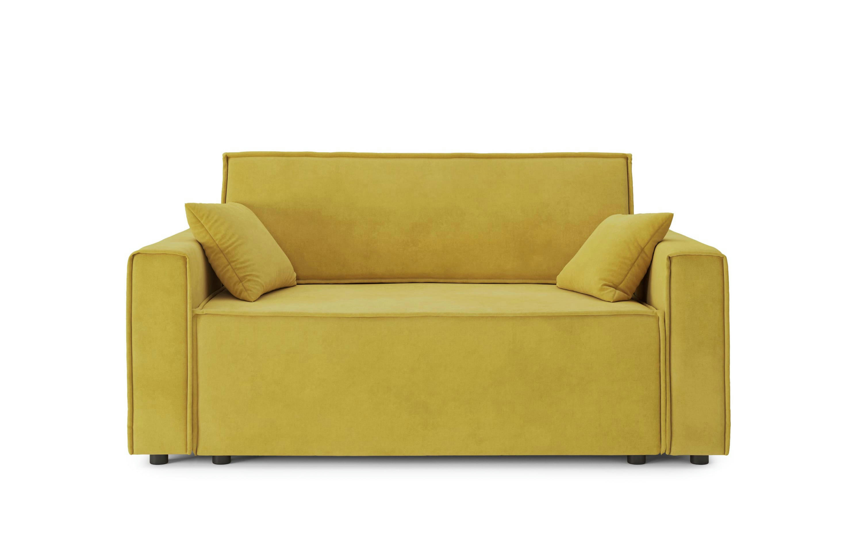 MIRA - Canapé droit en tissu 2 places moutarde