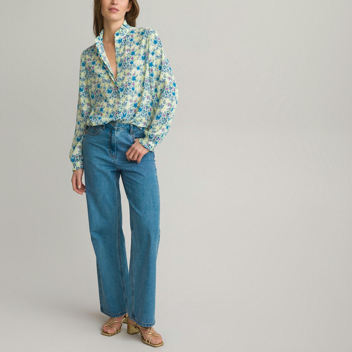 Chemise col montant imprimé floral