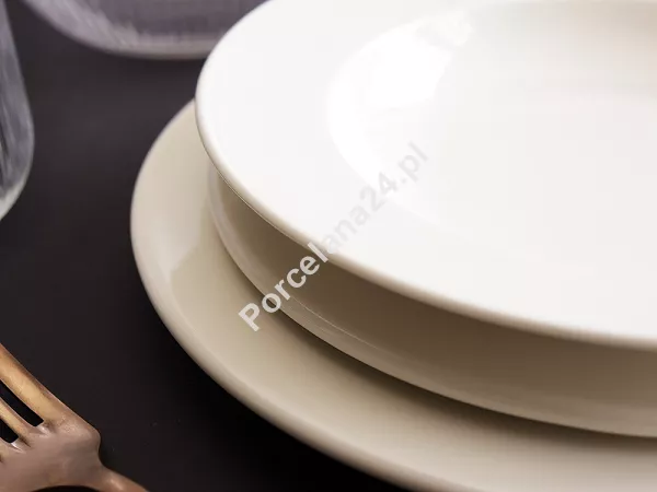 Komplet talerzy 6 osób (18 el.) (z rantem) Rinart - Banquet TP25 ecru