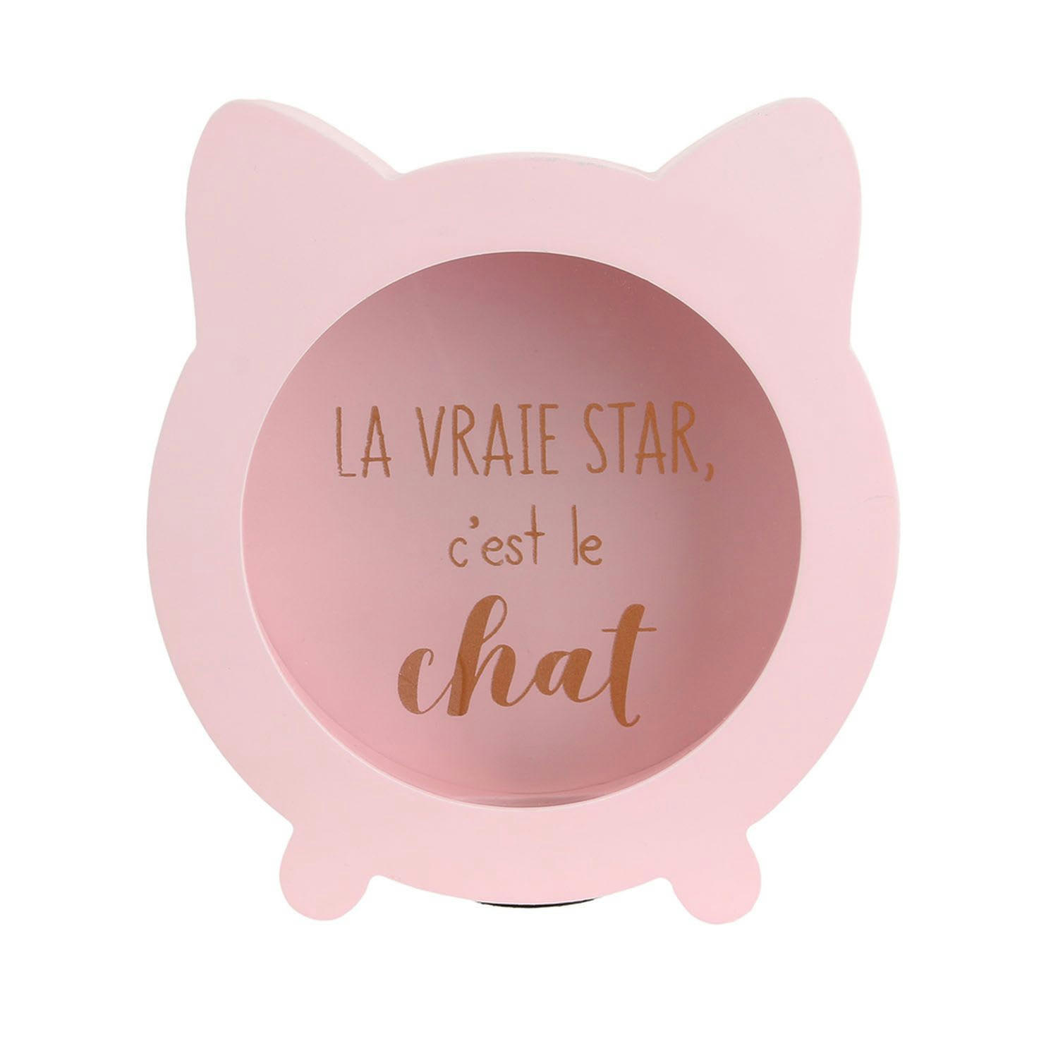 CHAT - Tirelire vitrée enfant chat rose