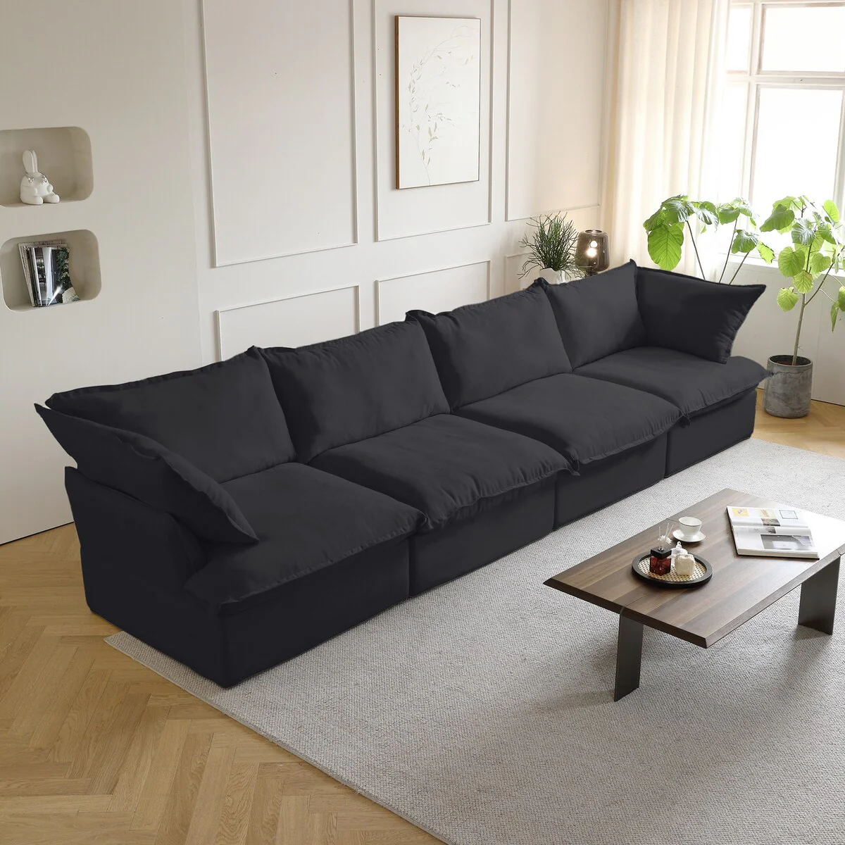 Sectional Couches for Living Room, Modular Sectional Sofa 4 Seat, Cushion Covers Removable
