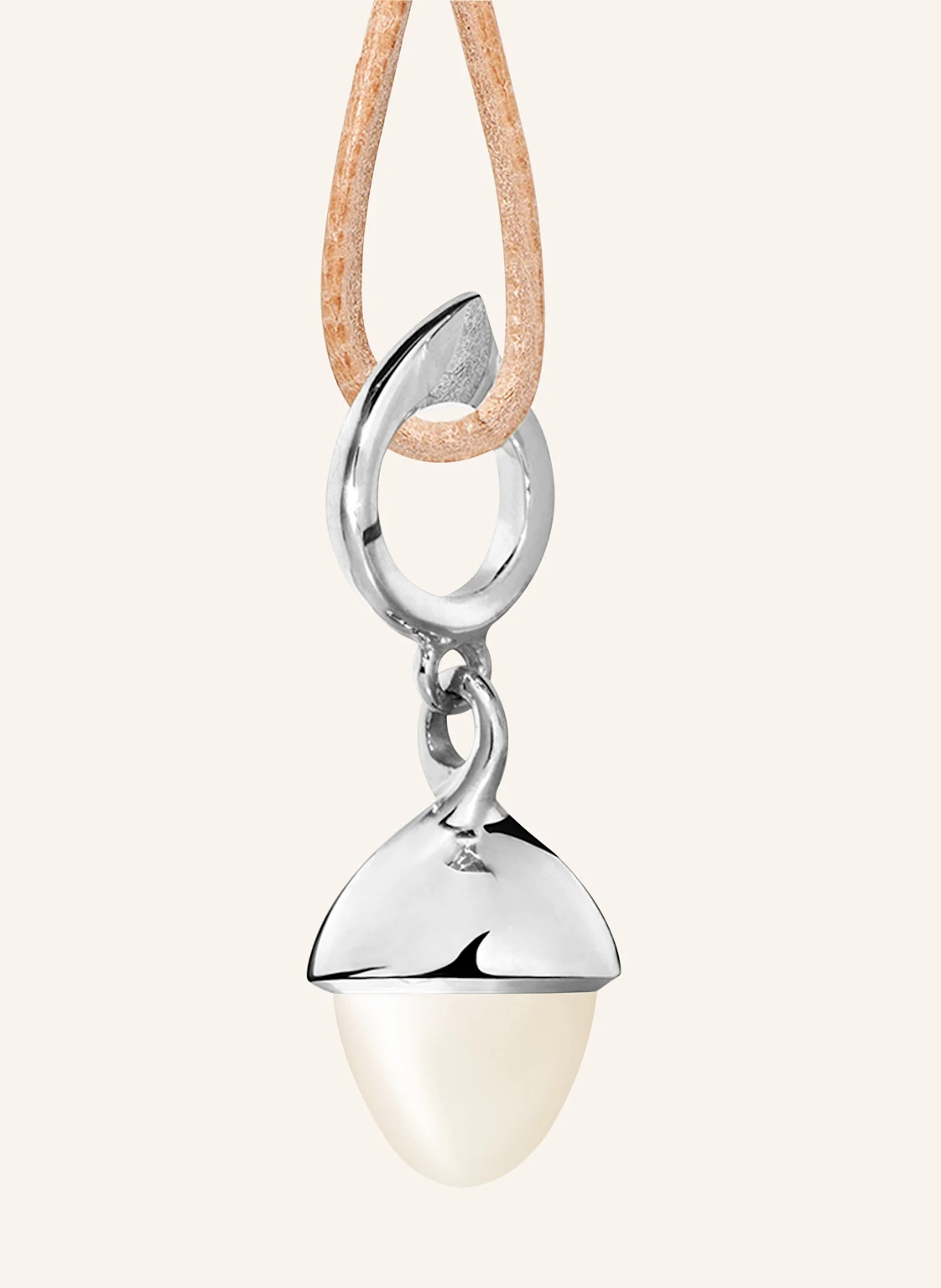 TAMARA COMOLLI Anhänger PENDANT MIKADO FLAMENCO MOONSTONE SAND/WHITE aus 18 Karat Weißgold mit sandfarbenem Mondstein
