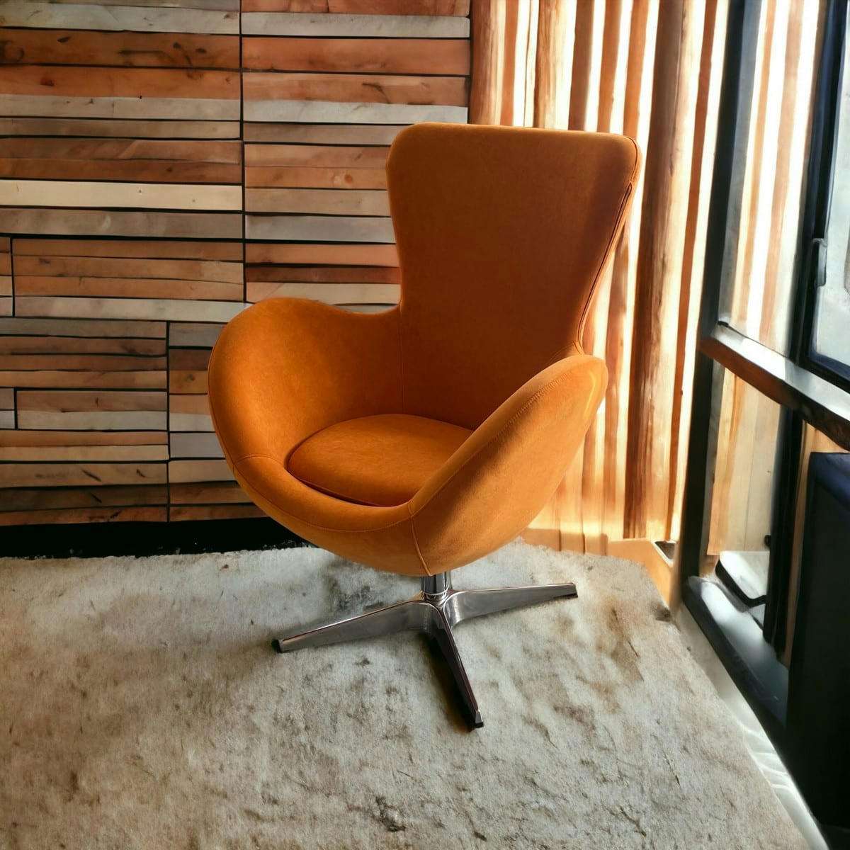 COCOON - Fauteuil design en velours orange
