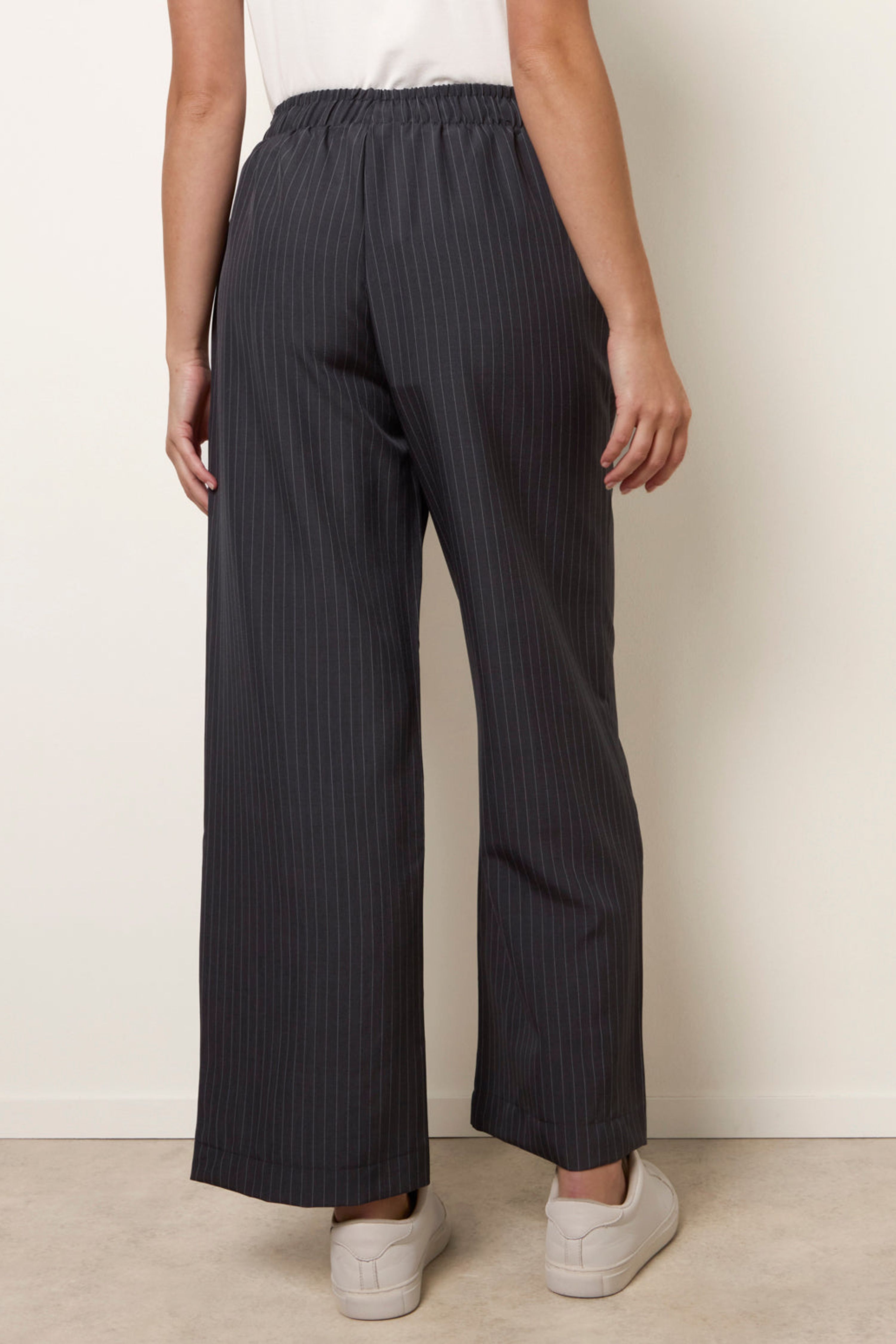 Blue Vanilla Grey Elasticated Waist Pinstripe Trousers