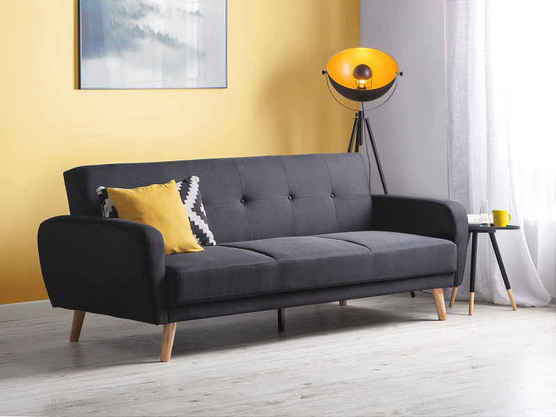 Sofa kanapa trzyosobowa rozkładana czarna