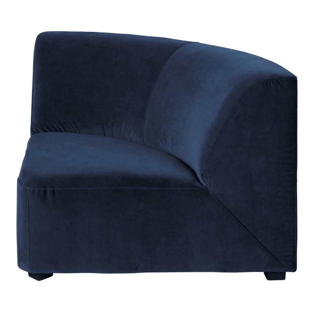 Virgile - Angle pour canapé modulable en velours bleu nuit