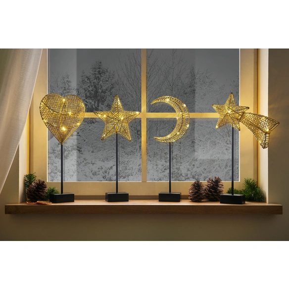 Tischlampe, Batteriebetrieben, schwarz/gold, inkl. Leuchtmittel
